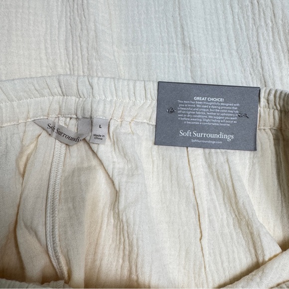 {Soft Surroundings} "Key Biscayne Wide Leg Full Length" Ivory Gauze Pants - Picture 2 of 8